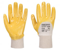 Ochranné rukavice, nitril, na dlani namočené, veľkosť: L, žlté