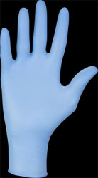 Ochranné rukavice, jednorazové, nitril, XS méret, 100 ks, nepudrované, modrá
