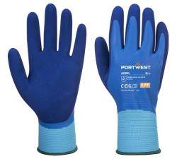 Ochranné rukavice, latexové, latexová pena, máèaná dlaò, ve¾. XL, "Liquid Pro", modrá