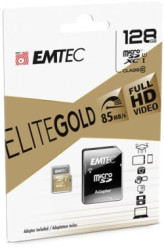 Pamäťová karta, microSDXC, 128GB, UHS-I/U1, 85/20 MB/s, adaptér, EMTEC "Elite Gold"