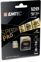 Pamäťová karta, microSDXC, 128GB, UHS-I/U3/V30/A2, 100/95 MB/s, adaptér, EMTEC "SpeedIN"