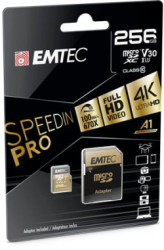 Pamäťová karta, microSDXC, 256GB, UHS-I/U3/V30/A2, 100/95 MB/s, adaptér, EMTEC "SpeedIN"