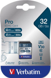 Pamov karta, SDHC, 32 GB, CL10/U3, 90/45MB/sec, VERBATIM "PRO"