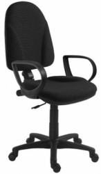 Kancelárska stolička, čalúnená, čierny podstavec, s opierkou na ruky, "1080", čierna