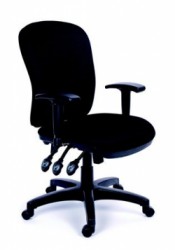 Kancelárska stolička, s opierkami, čalúnená, čierny podstavec, MaYAH "Comfort", čierna