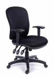 Kancelárska stolička, nastaviteľné opierky rúk, čierne čalúnenie, čierny podstavec, MAYAH "Super Comfort"