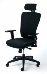 Kancelárska stolička, nastaviteľné opierky rúk, čierne čalúnenie, čierny podstavec, MAYAH "Greg"