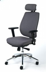 Kancelárska stolička, nastaviteľné opierky rúk, sivé čalúnenie, hliníkový podstavec, MAYAH "Grace"