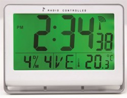 Nástenné hodiny, riadené rádiovým signálom, LCD displej, 22x20 cm, ALBA "Horlcdneo", strieborné