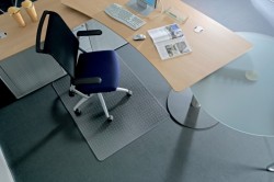 Podloka pod stoliku, na tvrd podlahov krytiny, tvar E, 150x120 cm, RS OFFICE 