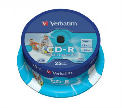 CD-R 700 MB, 52x, potlaiten., AZO, ID, cake box, VERBATIM