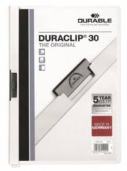 Rýchloviazač, s klipom, A4, DURABLE "DURACLIP® 30", biely