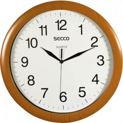 Nástenné hodiny, 33 cm,  SECCO "Sweep Second", rám s dreveným efektom