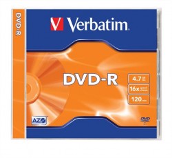DVD-R disk, AZO, 4,7GB, 16x, 1 ks, klasický obal, VERBATIM