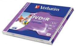DVD+R disk, potlaèite¾ný, matný, ID, 4,7GB, 16x, 1 ks, klasický obal, VERBATIM