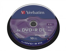 DVD+R disk, dvojvrstvov, 8,5GB, 8x, 10 ks, cake box, VERBATIM 