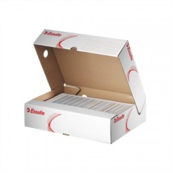 Archivačná krabica, A4, 80 mm, kartón, vrchné otváranie, ESSELTE "Standard", fehér