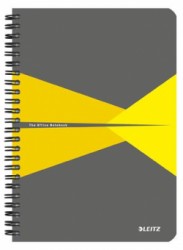 Blok, A5, linajkový, 90 listov, laminovaná kartónová obálka, LEITZ "Office", sivá-žltá