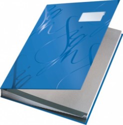 Podpisová kniha, A4, 18 listový, kartón, LEITZ "Design", modrá