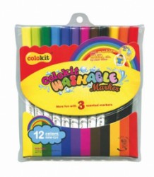Fixky, sada, vyprateľné, COLOKIT "Washable Markers", 12 rôznych farieb