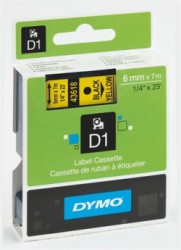 Páska do štítkovača, 6 mm x 7 m, DYMO "D1", žltá-čierna