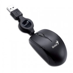Myš, drôtová, optická, malé rozmery, USB, GENIUS "Micro Traveler", čierna