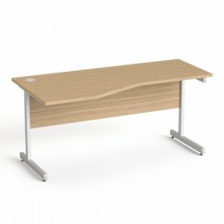 Písací stôl, s oblúkom, ľavé prevedenie, so sivými kovovými nohami, 160x80 cm, MAYAH "Freedom SV-30", jaseň
