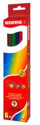 Farebné ceruzky, šesťhranné, KORES "Hexagonal", 6 rôznych farieb