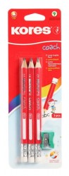 Grafitov ceruzka s gumou, HB, trojhrann, jumbo, KORES 