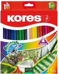 Akvarelov ceruzky, so strhadlom a tetcom, KORES, 24 rznych farieb