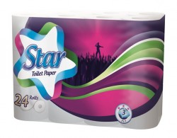 Toaletný papier, 3-vrstvový, 24 kotúčov, "Star Trio"