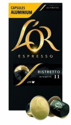 Kávové kapsule, 10 ks, JACOBS DOUWE EGBERTS "L`OR Ristretto"