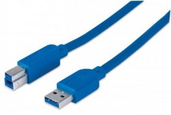 USB 3.0 kbel k tlaiarni, 2 m, MANHATTAN, modr