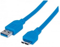 USB 3.0 kbel, USB  - micro USB , 1 m, MANHATTAN, modr