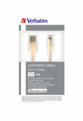 USB kbel, lightning, 100 cm, VERBATIM, zlat