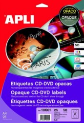 Etikety, na CD/DVD, A4, matné, APLI "Mega"