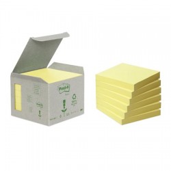 Samolepiaci bloček, 76x76 mm, 6x100 listov, ekologický, 3M POSTIT, žltý