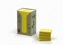 Samolepiaci bloček, 38x51 mm, 24x100 listov, ekologický, 3M POSTIT, žltý