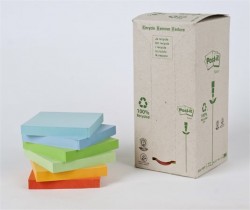 Samolepiaci bloček, 76x76 mm, 16x100 listov, ekologický, 3M POSTIT, rôzne farby