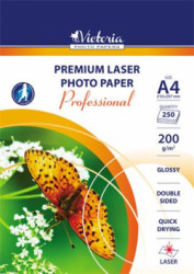 Fotopapier, pre laserov tla, A4, 200 g, leskl, obojstrann, VICTORIA 