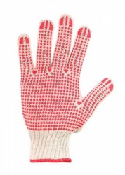 Ochranné rukavice, polyester/bavlna, s protišmykovými bodkami 