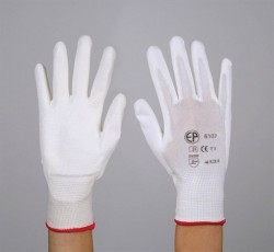Montážne rukavice, biele, na dlani namočené do polyuretánu, veľkosť: 8
