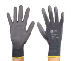 Montážne rukavice, sivé, na dlani namočené do polyuretánu, veľkosť: 8