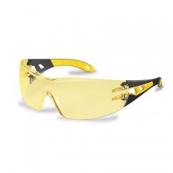 Ochranné okuliare, žlté šošovky, UVEX, "Pheos" žlto-čierny rám