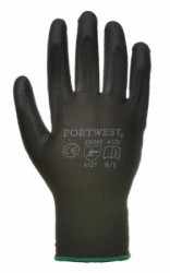 Montážne rukavice, na dlani namočené do polyuretánu, veľkosť: 9, čierne