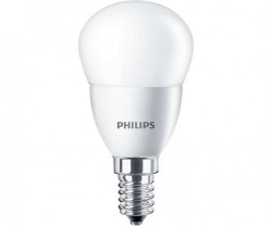 LED žiarovka, E14, malá guľa, 4W, 250lm, 230V, 2700K, P45, PHILIPS "CorePro"