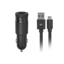 Nabíjačka do auta, 2 x USB, 3,4A, s micro USB káblom, RIVACASE "VA 4223 BD1", čierna