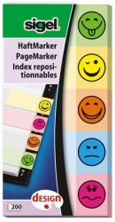 Záložky, papierové, 5x40 listov, 20x50 mm, SIGEL "Smile", mix farieb