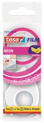 Lepiaca páska, s dispenzorom, 10 m x 19 mm, popisovateľná, TESA "Tesafilm Neon", rôzne farby