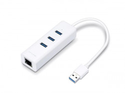 USB ethernetový sieťový adaptér s USB hubom, 3 porty, USB 3.0, TP-Link "UE330"
